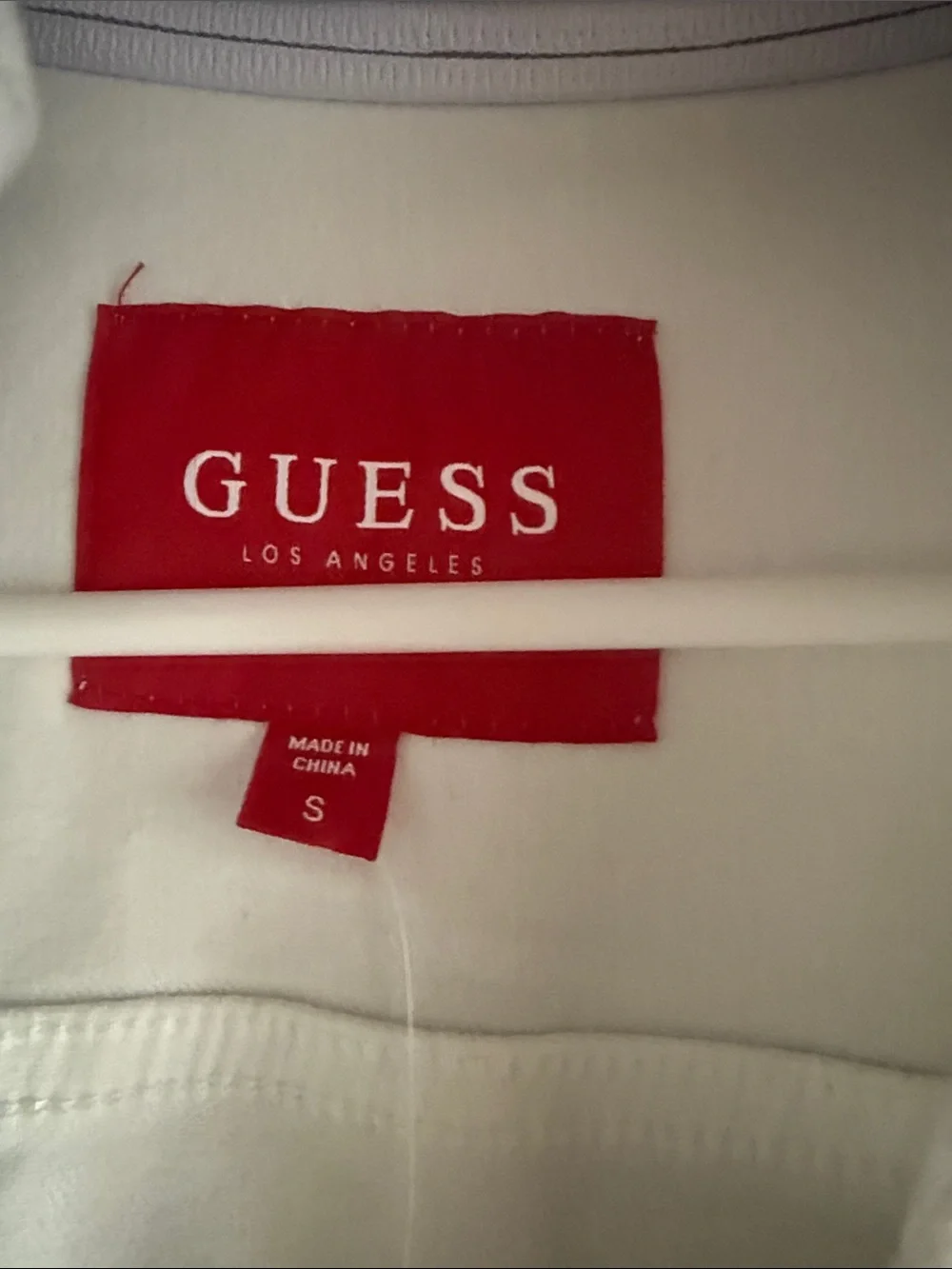 Guess White Distressed Denim Jacket with detachable Hood Size Small - Unisex